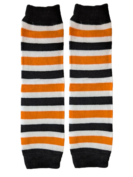 Black & Orange Stripes Baby Leg Warmers